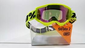 100% 196261045406 Strata 2 Goggle Neon Yellow Mirror Pink Lens