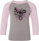 21-83734 Factory Effex Youth Girls Baseball Shirt Large Gray Pink