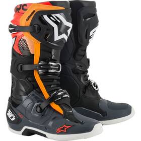 2010019-1143-12 Alpinestars Tech 10 Boots Black/grey/orange/fluorescent Red Size 12