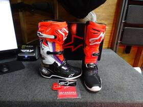 2010020-1332-7 Alpinestars Tech 10 Mx Boots Blk/flo Red/flo Org/wht Size 7