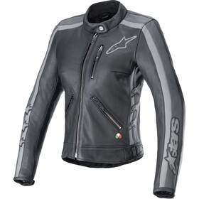 3113924-1296-l Alpinestars Stella Dyno Leather Womens Jacket Lg Black Tar Gra