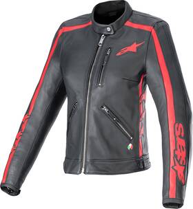 3113924-1346-2x Alpinestars Stella Dyno Leather Jacket - Black/haute Red 2xl
