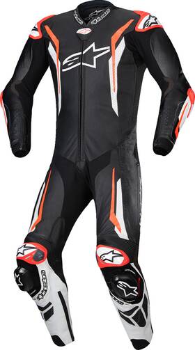 3150226-1231-52 Alpinestars Gp Tech V5 1-piece Leather Suit - Black/white/red Fluo Us 42 / Eu
