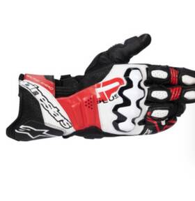 3550825-1304-2xl Alpinestars Gp Plus R V3 Leather Gloves - Black/white/fluo Red 2xl
