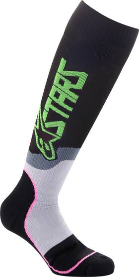 4741920-1669-m Alpinestars 4741920-1669-m/l Mx Plus-2 Youth Socks Medium - Large Black/green Neon/pink Fluo