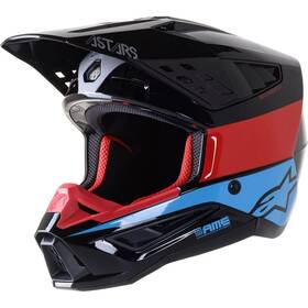 8303522-1377-m Alpinestars S-m5 Bond Helmet Black/red/cyan Glossy Size Large