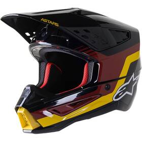8305122-1358-lg Alpinestars Sm5 Helmet - Venture Black/bordeaux/yellow/glossy Large