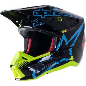 8306122-1757-sm Alpinestars Sm5 Action Helmet - Black/cyan/flo Yellow Small
