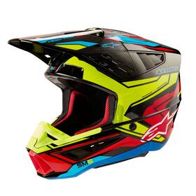 8306123-1533-m Alpinestars S-m5 Action 2 Helmet Medium Black/yellow Fluo/bright Red Glossy