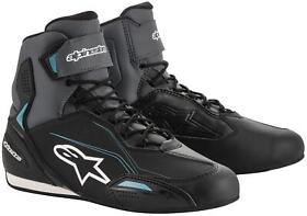 4111-0127-06 Alpinestars Stella Faster-3 Womens Riding Shoes 7.5 Black Gray Ocean