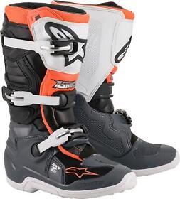 Alpinestars Tech 7s Youth Boots 2 Black Gray White Orange Fluorescent