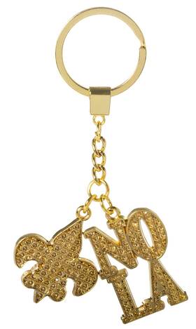 Jsw-nola392 Artisan Owl New Orleans Nola Fleur De Lis Bling Metal Souvenir Key One Size Gold Tone