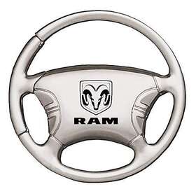 Au-tomotive Gold Inc. 718544221620 Dodge Ram Logo Metal Steering Wheel Shape Car Key Chain Ring Standard Silver