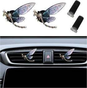 Augeny-639vc Augeny 2pcs Bling Dragonfly Air Vent Clips Cute Crystal Car Blue