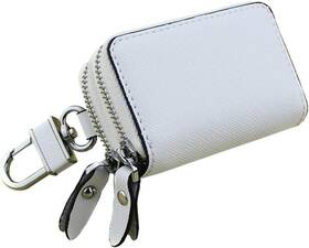 Fba-au004-w Berfi Life Car Key Case Genuine Leather Keychain Holder Metal Hook And White