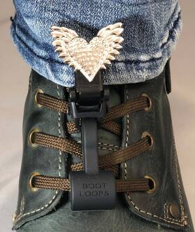 Biker Boot Straps 426933845267 Blinged Heart Boot-loops