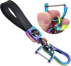 Brand Fuyejia 740727705726 Car Keys Keychain Universal Key Fob Heavy Duty Leather Rainbow