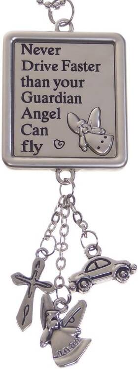 Eg0641 Brand Ganz Fba Never Drive Faster Than Your Guardian Angel Can Fly Car Charm