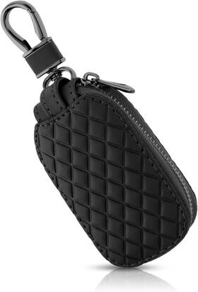 567508 Brand Tiesome Key Fob Case Cover Genuine Leather Holder Car Black