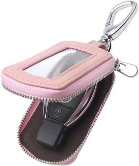 Wz-0001 Brand Vslih Universal Premium Car Key Fob Case Genuine Leather A-pink