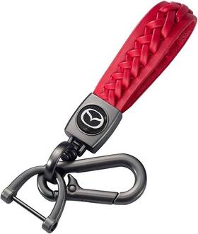 Brand Wasben 721587216300 Red Color Car Logo Keychain Leather Braided Weave Key Lanyard Ring