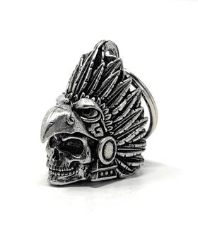Bb-153 Bravo Bells Aztec Eagle Warrior Skull Biker Bell Motorcycle Small Silver