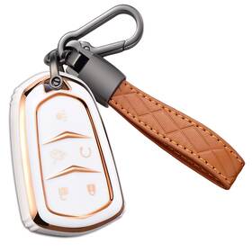 Kaidijb007 Cacacar For Cadillac Key Fob Cover With Keychain Size B-ivory