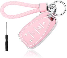 Shi-0904 Carleef Remote Key Fob Cover With Chain Tpu Car For Chevroiet