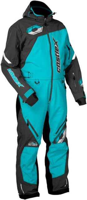 Castle X 008061212516 Mens Freedom Snowmobile Monosuit - Turquoise/charcoal/silver 3xl