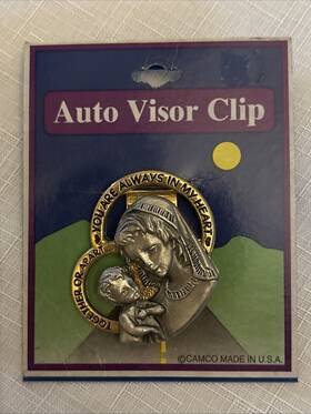 Kvt330 Cathedral Arts Mother And Child Two-tone Auto Visor Clip Inch Always Together