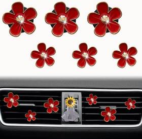 Cla1192 Cauaoa 6 Pcs Red Cute Daisy Air Vent Clips Flower Outlet Clip Car Standard