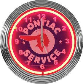 Ns100028 Classic Industries Neon Clock Pontiac Service - 15 Inch