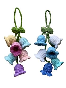 Cozy Forest 768531874520 2 Pc Crochet Hanging Flower Small-scale Blue/macaron