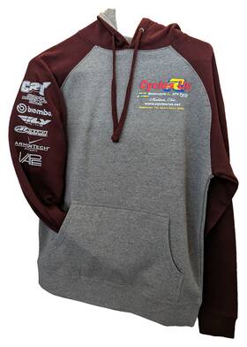 Hood3xl Cru Products Cycles R Us Logo Atv Burgandy Gray Hoodie Sweatshirt Xxx Large