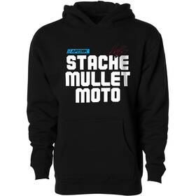 Dbk 614347730058 Stache Mullet Moto Youth Hoodie - Black Small Yhap-stachemull-s