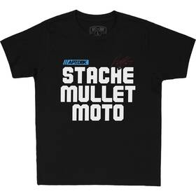 Dbk 614347838211 Stache Mullet Moto Youth Tee Black Yl Ytap-stachemull-l