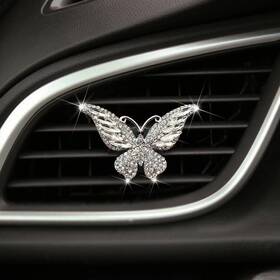 Dpwoum 763073761130 White Butterfly Air Vent Clips Car Decor Cute Crystal Pandent
