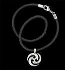 E128-cl13bk-22 Bico Black Braided Choker Source Pendant