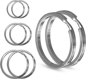 Eg-0040 Edo Got Non-magnetic Brass Split Key Rings Assorted Sizes 8-pack Silver Black