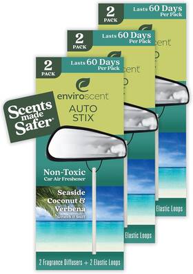Enviroscent 846396017792 Non-toxic Car Air Freshener Seaside Coconut And Verbena Natural