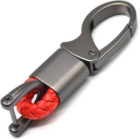Ybsn001 Eyanbis Car Key Fob Keychains Leather Holder Chain Sturdy Metal With D-ring Red