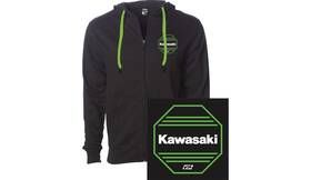 28-88154 Factory Effex Kawasaki Octagon Zip-up Hoodie Lg Black