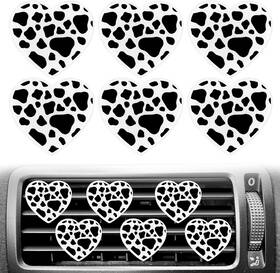 644055 Fdczeyxior 6 Pcs Heart Air Vent Clips Cow Print Car Black With