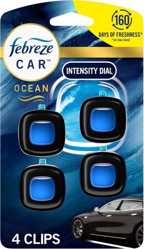 30772082904 Febreze Car Ocean Scent Air Freshener Vent Clip 0.07 Fl Oz Pack Of 4 Blue
