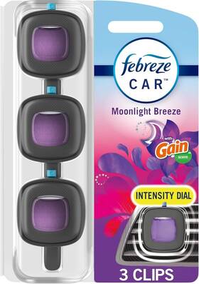 1447 Febreze P Car Air Freshener Vent Clip Gain Moonlight Breeze Scent .07 Purple