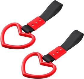 Jf-ts001 Fekey&jf Fekey&jf-ts001 2pcs Tsurikawa Rings Heart-shaped Car Hand Strap Rear Bumper Red/black