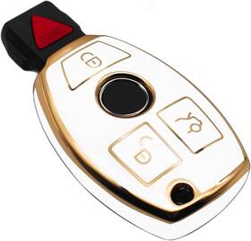 Fym-10d Feyoun Key Fob Cover Compatible With Mercedes Benz Cls Cla Clk Gl R Slk White