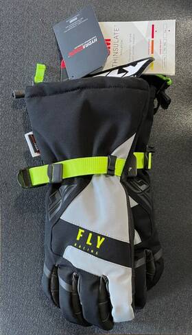 363-3951m Fly Racing Highland Gloves - Black/grey/hi-vis Medium New With Tags