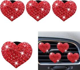 Fo146 Fogfar Pack-4 Car Bling Air Vent Fresh Clips Heart-shaped Freshening 4 Pcs Red