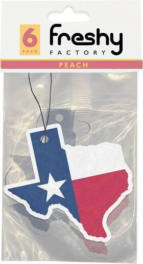 Freshy Factory 850027125619 Texas State Car Air Freshener Peach Scent 6 Pack Red